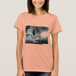 ザレイヴン – ネバーモアサンビーム&ツリーB&W Tシャツ