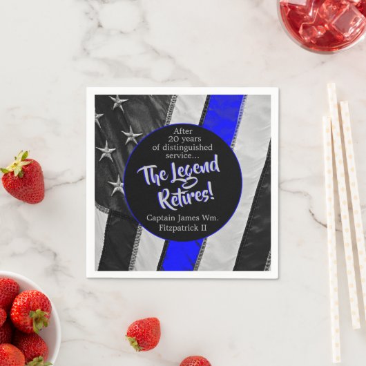 ザレジェンドリタイアーズポリスリタイアメントパーティー紙 スタンダードカクテルナプキン (インサイチュ)