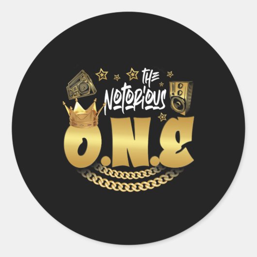 ザレッスンワンオールドスクールヒップホップおもしろい1stビル ラウンドシール (正面)