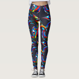 ザレッドカラフルブルーアラベスクレギンス レギンス