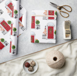 ザレッドホリデークリスマスドアラッピング紙 ラッピングペーパー