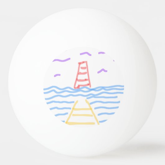ザレッドライトハウスと桟橋ピンポンボール 卓球ボール (正面)