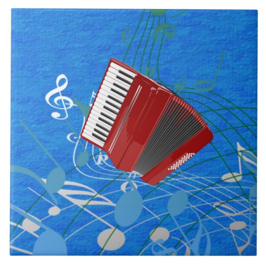 ザレッド・アコーディオン、ブルー・ミュージック・デザイン タイル (正面)