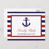 ザレッド&ネイビー航海のいかり結婚ズコレクション インビテーションポストカード (正面/裏面)