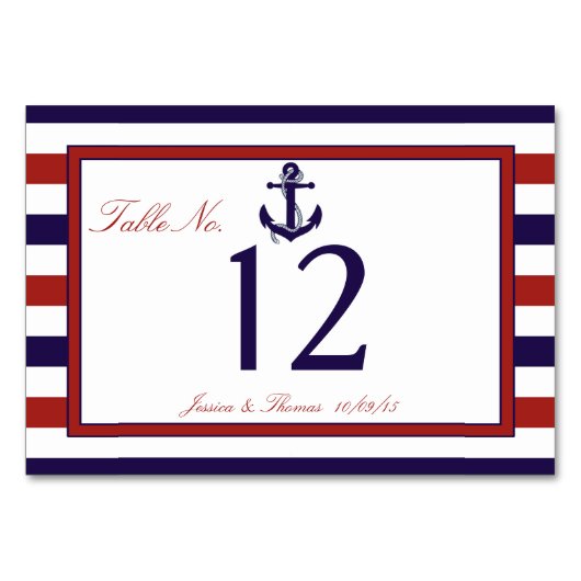 ザレッド&ネイビー航海のいかり結婚ズコレクション テーブルナンバー (正面)