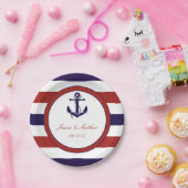 ザレッド&ネイビー航海のいかり結婚ズコレクション ペーパープレート (パーティー)