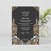 ザレトロア華美ラビアエキゾチックはっきりしたダマスクウェディング 招待状 (スタンド正面)