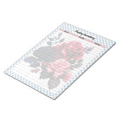 ザレトロピンクとブルーのバラ冷蔵庫在庫リスト ノートパッド (アングル)