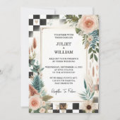 ザレトロボホスタジオクリエイティブ図解入りの、写真付きの結婚ズ 招待状 (正面)