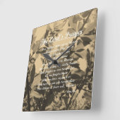 ザローズ祈りの言葉ヴィンテージスクエアウォールクロック スクエア壁時計 (傾斜)