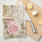 ザロードズ祈りの言葉キッチンタオルピンクのバラ キッチンタオル (四つ折り)