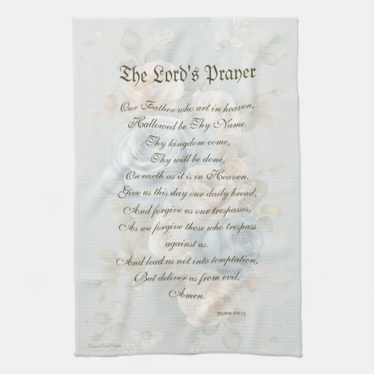 ザロードズ祈りの言葉キッチンタオルブルーパステルフローラ キッチンタオル (縦)