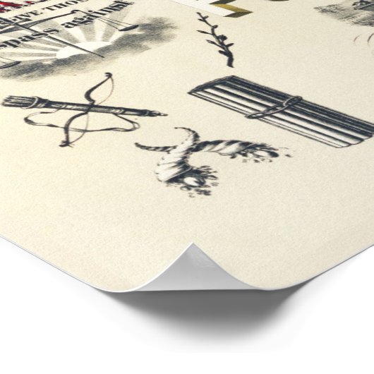 ザロードズ祈りの言葉ヴィンテージタイポグラフィリトグラフ ポスター (角)