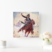 ザロープ1914レンジカウボーイウィリアムRリー スクエア壁時計 (ホーム)