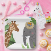 ザワイルドワン'アニマルテーマキッドバースデーパーティー ペーパープレート (パーティー)