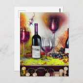 ザワインテイスティングデジタカラフルルアート ポストカード (正面/裏面)