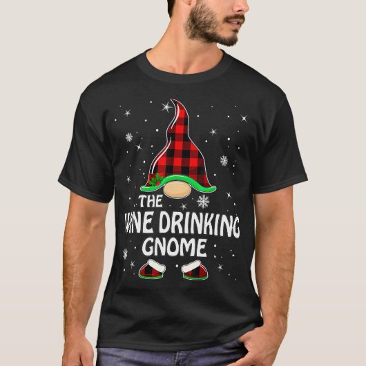 ザワイン飲み格言バッファロープレイドクリスマス Tシャツ (正面)