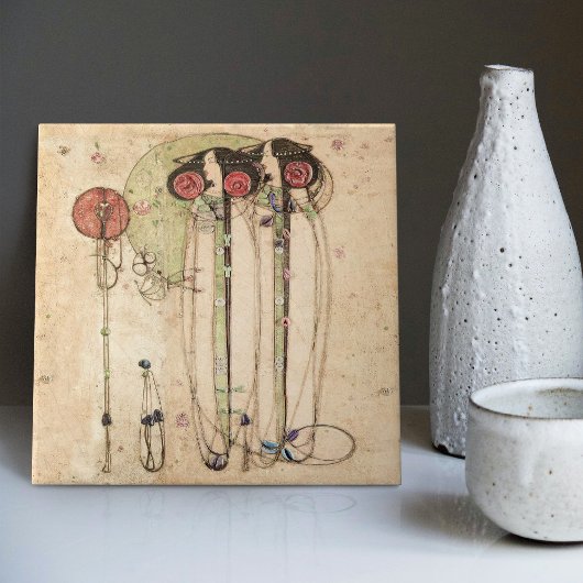 ザワセイルマッキントッシュアールヌーボーウォールデコールセラ タイル