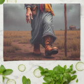 ザワンダリング小妖精や小人ウィザード キッチンタオル (折り畳み)