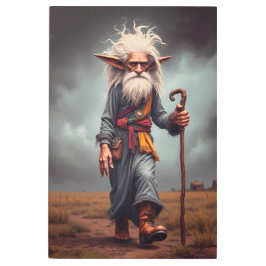 ザワンダリング小妖精や小人ウィザード メタルプリント