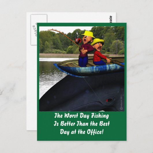 ザワーストデイ魚釣り誕生日 ポストカード (正面/裏面)