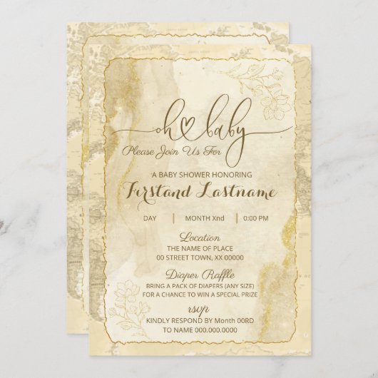 ザワールドワアウェイズベビーシャワー招待状 案内状 (正面/裏面)