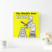 ザワールド最高の調理師 スクエア壁時計 (ホーム)