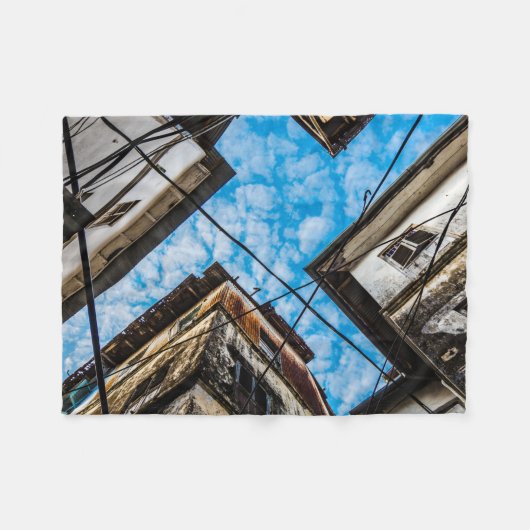 ザンジバルのストーンタウン上空 フリースブランケット (正面(横))