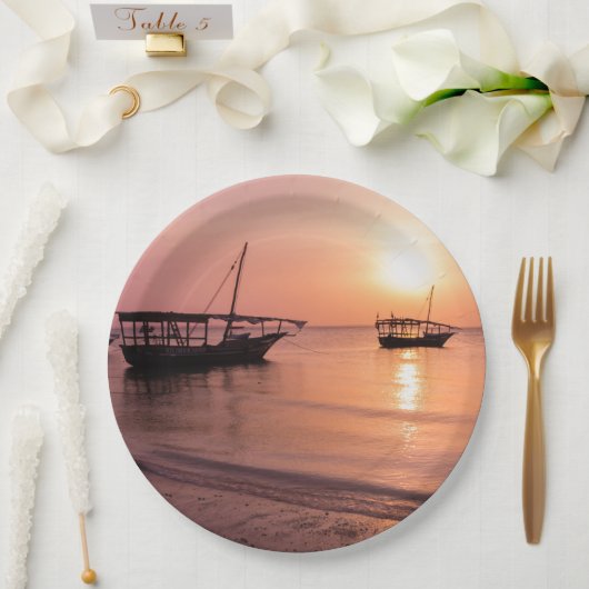 ザンジバルの夕日 ペーパープレート (ウェディング)
