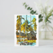 ザンジバルアフリカヴィンテージトラベルイラストレーション ポストカード (スタンド正面)
