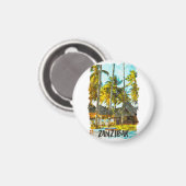 ザンジバルアフリカヴィンテージトラベルイラストレーション マグネット (正面/裏面)