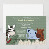 ザンジバル ジャングル クルー 5x7 ベビーシャワー 招待状 (正面/裏面)