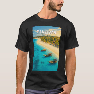 ザンジバル タンザニア イラスト 旅行 アート ヴィンテージ Tシャツ