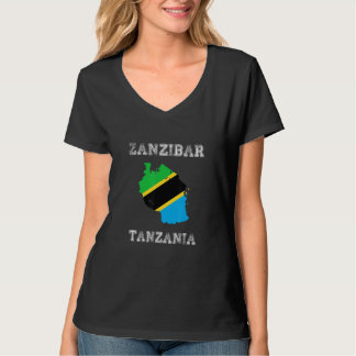 ザンジバル タンザニア レトロ タンザニア フラグ マップ デザイン Tシャツ