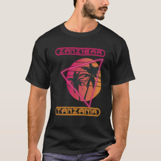 ザンジバル タンザニア レトロ ヤシの木 海 旅行 S Tシャツ