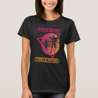 ザンジバル タンザニア レトロ ヤシの木 海 旅行 S Tシャツ
