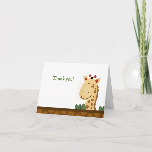 ザンジバルGIRAFFE誕生日折り畳み有難い サンキューカード (正面)