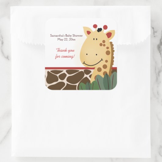 ザンジバージャングルキリンプリントスクエアお気に入りステッカー スクエアシール (バッグ)