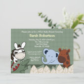 ザンジバージャングルクルー5x7ベビーシャワー招待状 招待状 (スタンド正面)