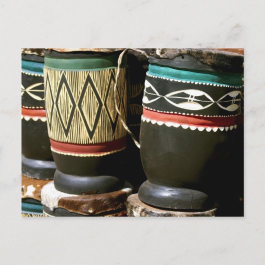 ザンビアのリビングストン手彫りドラム ポストカード (正面)