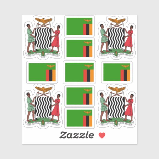 ザンビアの国民記号/武器と旗のコート シール (シート)