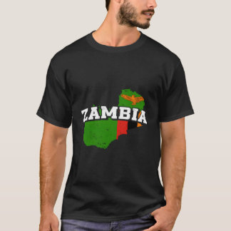 ザンビアの地図と国旗の土産ザンビア Tシャツ