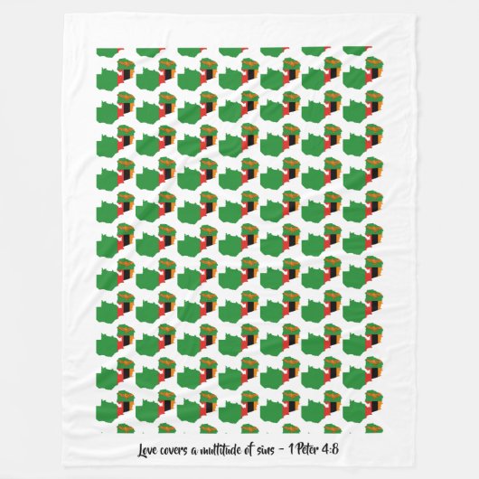 ザンビアの地図クリスチャンのベッドカバーのスロー フリースブランケット (正面)