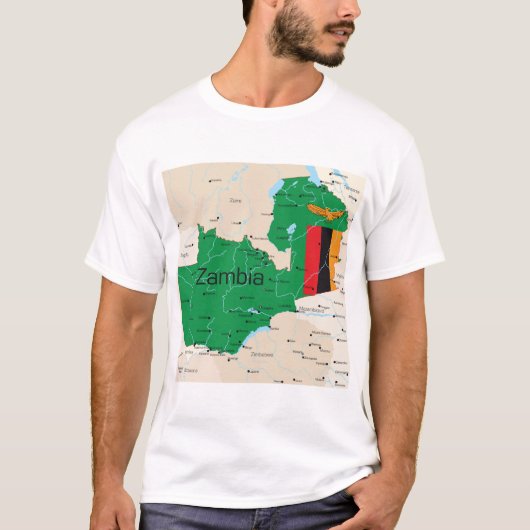 ザンビアの地図 Tシャツ (正面)