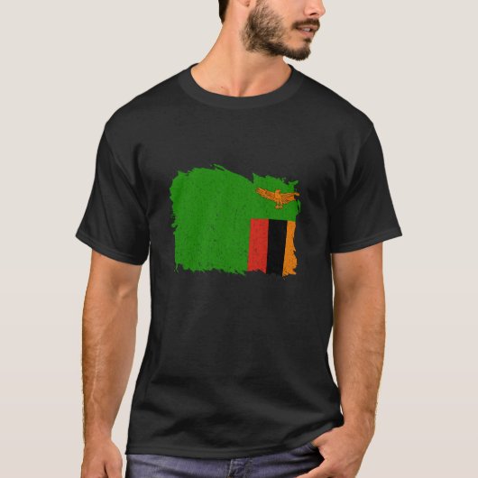 ザンビアの旗の伝統ザンビアのルーツヴィンテージザンビア Tシャツ (正面)