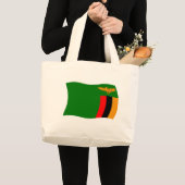 ザンビアの旗柄トートバッグ ラージトートバッグ (正面(商品))