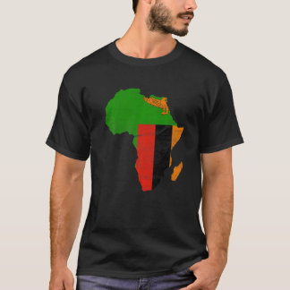 ザンビアの旗 アフリカ大陸のシルエット Z向けギフト Tシャツ