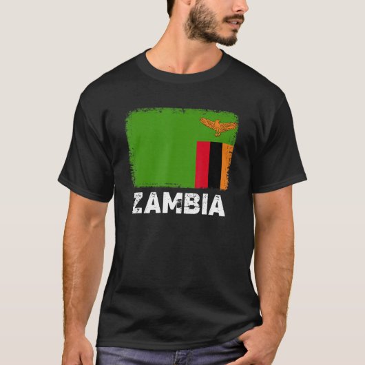ザンビアの旗 ザンビアの人々を応援する 女性 男性 Tシャツ (正面)