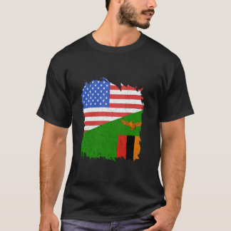 ザンビアの旗 ザンビアの誇り アメリカ アメリカ ヴィンテージ ザンビア Tシャツ