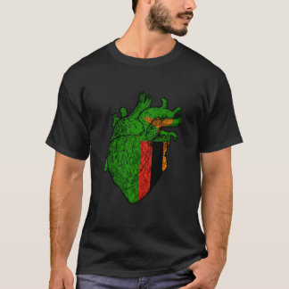 ザンビアの旗 ザンビアの誇り ザンビア ハート ザンビアのル Tシャツ